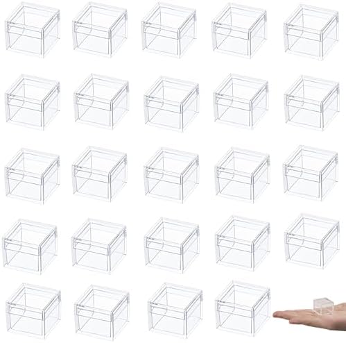 KissYou Acrylic Box for Candy Small Clear Boxes with Lids Plastic Square Cube Jewelry Storage Box Birthday Wedding Graduation Party Decoration