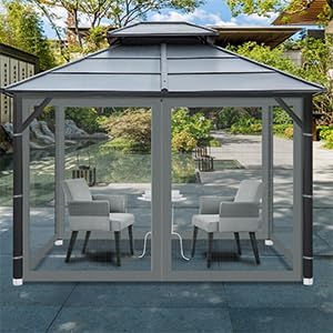 Gazebo Universal Replacement Mosquito Netting, 8' x 8' Outdoor Mesh Netting Screen 4-Panel Sidewall with Zipper for Patio Canopy Garden Porch Pergolas and Backyard, Gray(Mosquito Net Only)