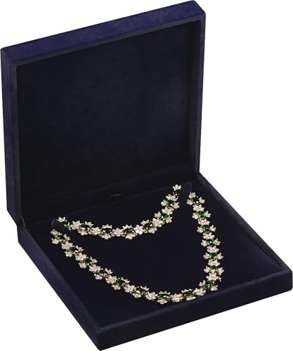 LAODA Navy Blue Velvet Big Necklace Gift Box Choker Pearl Chain Storage