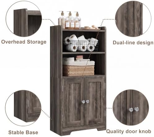 ChooChoo Small Bathroom Storage Cabinet with 2 Door and Shelves
