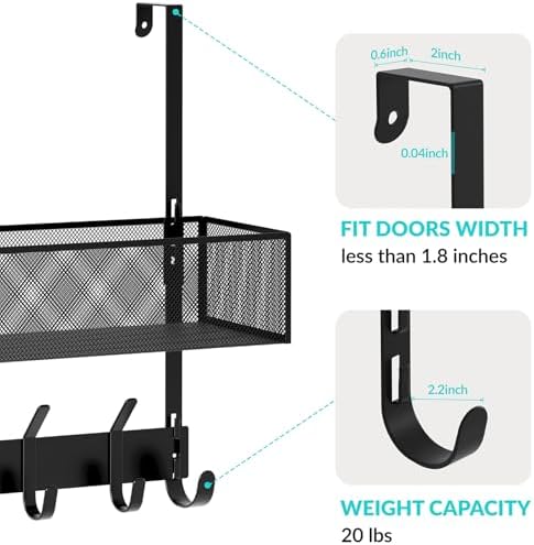 LUCYCAZ Over The Door Hooks Organizer,Back Door Storage with Coat Hooks