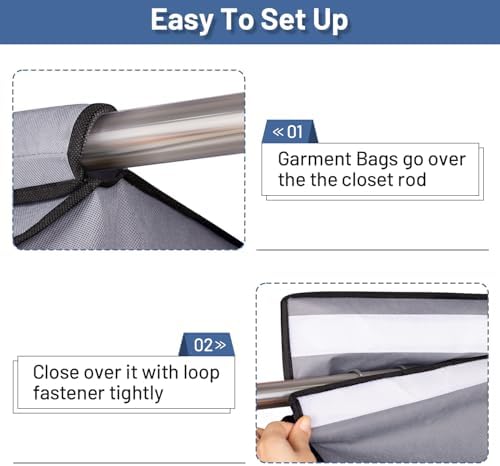 SLEEPING LAMB 35" Garment Bags for Hanging Clothes Storage, Sealed Completely Clothing Rack with Cover with Zipper Clear PVC Window Coat Cover for Closet, Sweaters, Suits protector, 2 Packs, Grey
