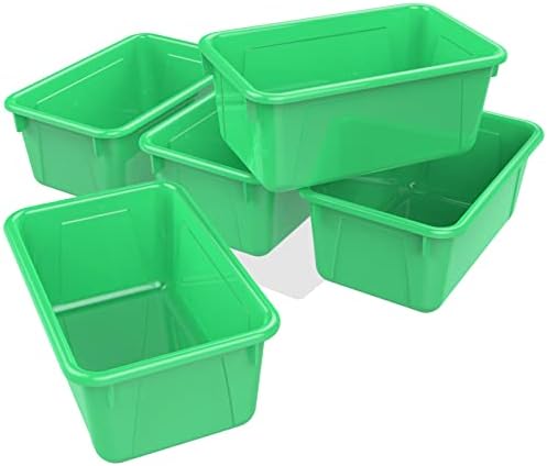 Storex Small Cubby Bins, Pack of 5, 12.2 x 7.8 x 5.1 Inches, Green (62417U05C)