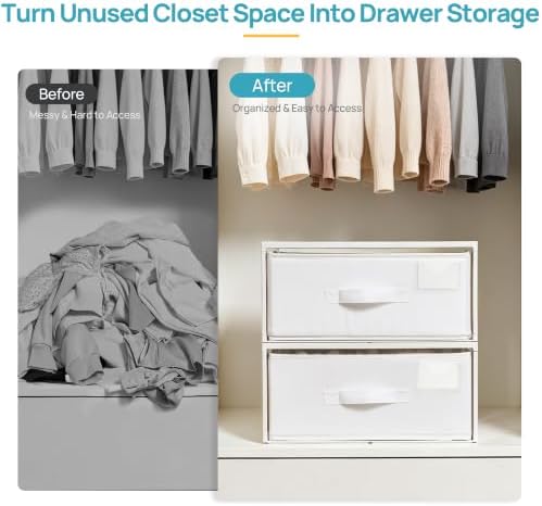 Vtopmart 3 Pack Stackable Closet Organizer, Plastic Frame & Fabric Drawers