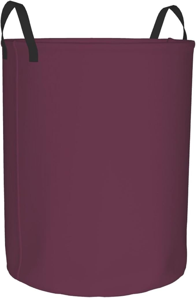 19.6" Large Laundry Hamper Bag, Plum Purple Color Collapsible Laundry Basket Dirty Clothes Organizer Washing Bin for Family Essentials Storage