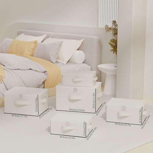 Underbed Storage Baskets with Lids,17.7x13.7x9.8in,Beige,2 Pack