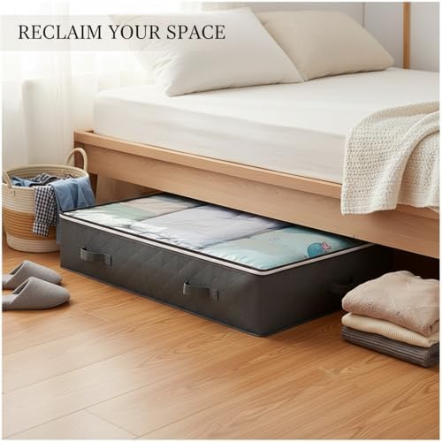 Under Bed Storage Bag with Handles, Durable Polyester Container for Bedding & Seasonal Clothes, 39.4 x 19.7 x 7.1 Inches