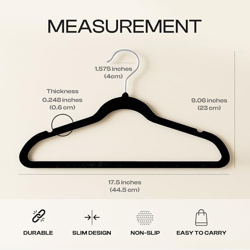 Utopia Home Velvet Hangers, Black, 100 Pack