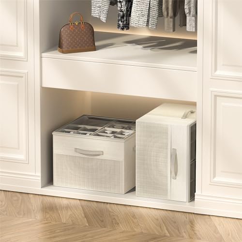 Shoe Organizer for Closet, Foldable Shoe Storage with Adjustable Dividers
