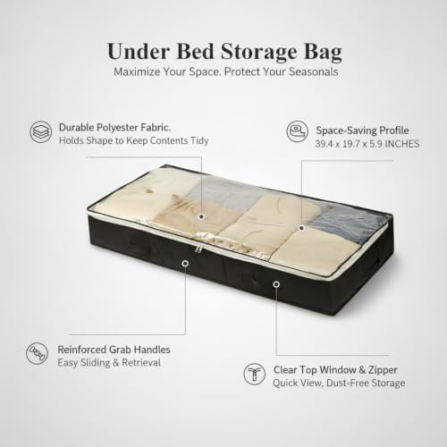 Maximize Bedroom Space with Under Bed Storage Bag - Durable Polyester Organizer for Quilts & Clothes, 39.4 x 19.7 x 5.9 Inches, 1 Pack