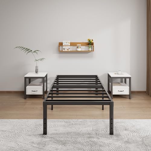 LUMUNANCE Metal Bed Frame Twin Size - 18 Inch Heavy-Duty Twin Platform Bed Frame No Box Spring Needed, Easy Assembly, Noise-Free, Sturdy Mattress Foundation, Underbed Storage Space