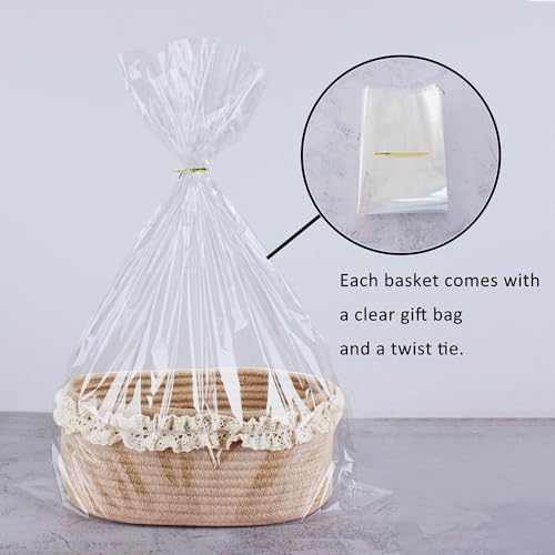 Basket for Gifts Empty, Small Brown Storage Basket for Shelves