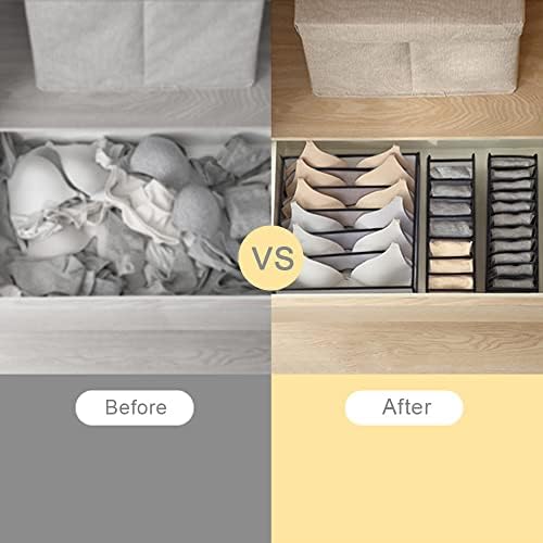 3 Pack Drawer Organizer for Underwears, Sock,Tie Foldable Closet Organizer Drawer Soft Fabric Dresser Drawer Divider Bins for Underwear Socks Ties(3PCS Underware+Socks)