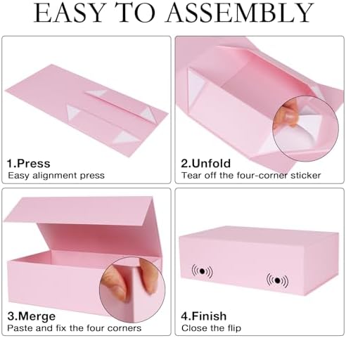 LFBOX Pink Gift Box with Magnetic Lids 13.8x8.3x4.4 in, Large Bridesmaid Groomsman Proposal Boxes 5 Pack, Collapsible Rectangle Storage Box | Large Bridesmaid Groomsman Proposal Boxes,13.8x8.3x4.4 in, Collapsible Rectangle Storage Box
