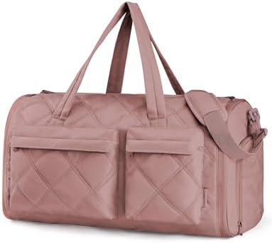 BAGSMART Garment Duffel Bag, Convertible 2-in-1 Puffy Water-Resistant Carry-On with Shoe Compartment (A-Dark Pink)