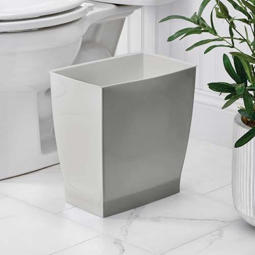 iDesign Small Plastic Bathroom Trash Can, Gray
