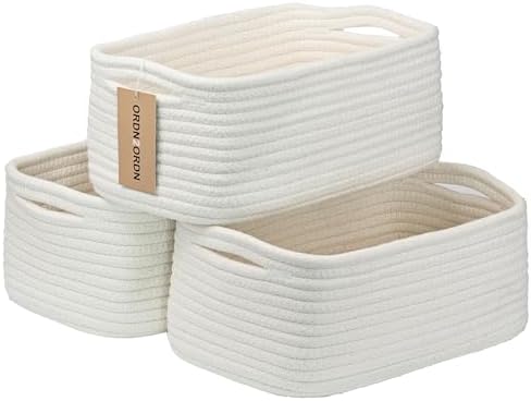 3Pack Small Woven Storage Baskets for Shelves Organizing