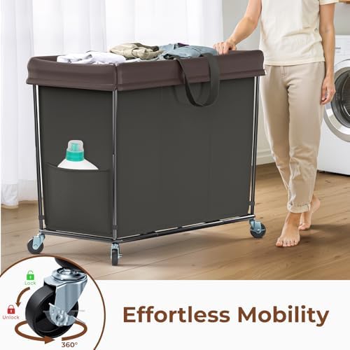 Large Laundry Hamper with Wheels, 320L Rolling Laundry Basket with Wheels