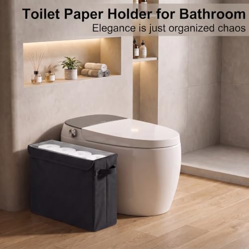 Cupid Cupid Toilet Paper Baskets - Toilet Paper Storage with Lid, Holds 12 Regular or 9 Mega Rolls, Extra Cover Slim Tissue Holder Cabinet, Narrow Container Bin Organizer Box for Bathroom