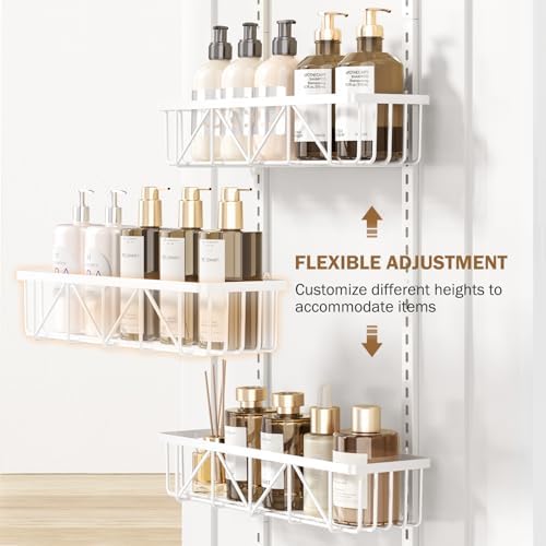 Delamu Adjustable Over the Door Pantry Organizer, 6-Tier Metal Pantry Organization and Storage for Kitchen, Hanging Spice Rack Seasoning Shelves, Cabinet Door Organizer for Easy Install, 16"