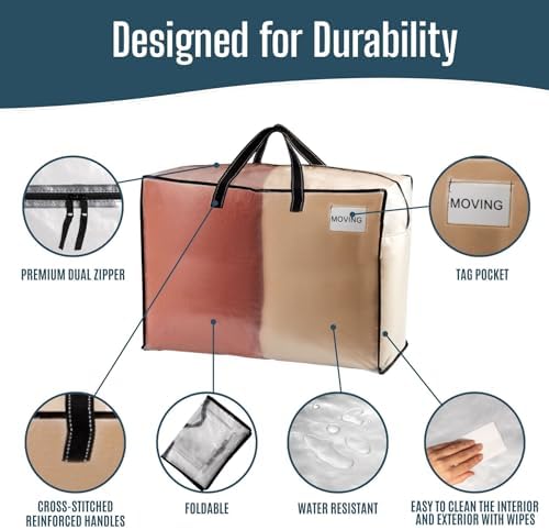 VENO Heavy Duty Moving Bags, Storage Bags, 27 Gallon, Clear, 4 Pack