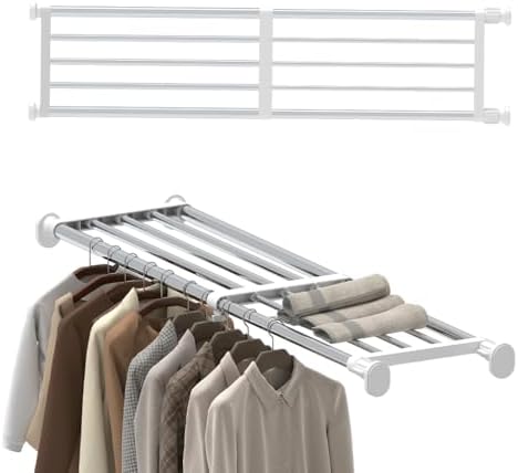 Tension Shelf Expandable Rod Closet Tension Shelf Heavy Duty Clothes Hanger