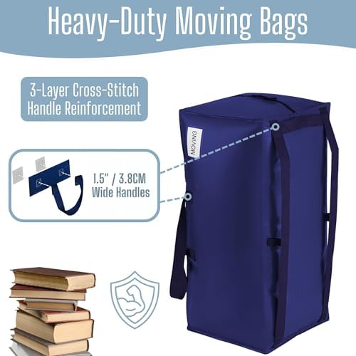 VENO 16 Pack Moving Bags w/Backpack Straps, Heavy Duty, Moving Boxes Alternative, Packing Supplies, Large Storage Totes for Dorm Room Essentials with Zipper for Clothes (Blue, 16 Pack)