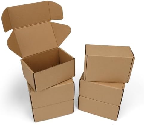 PHAREGE 6 Pack 6x4x3 inch Small Shipping Boxes, Brown Mailing Boxes