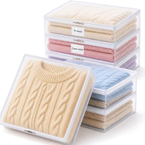 Lifewit 6 Pack Clear Zippered Storage Bags, Plastic Storage Bags Clothing Organizer for Blankets Linen Sweater Bed Sheet Quilt Clothes (15.9 x 13.8 x 4.1Inch)
