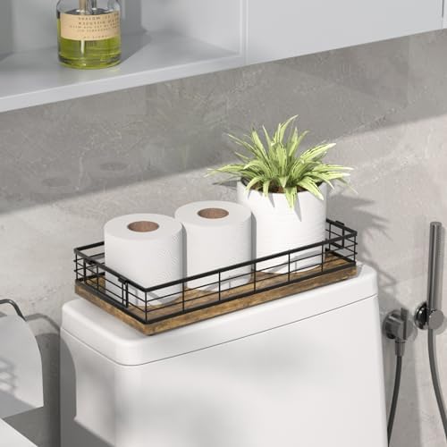 Toilet Paper Basket 2 Pack, 13 Inch Toilet Tank Basket with Handles, Rusty