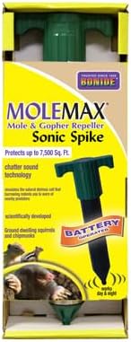 Bonide Molemax Animal Repellent Stake For Gophers and Moles, Battery Operated, Humane Repellent