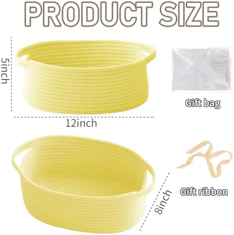 JMvicyroam Small Woven Basket, Empty Gift Basket, Yellow/1 Pack