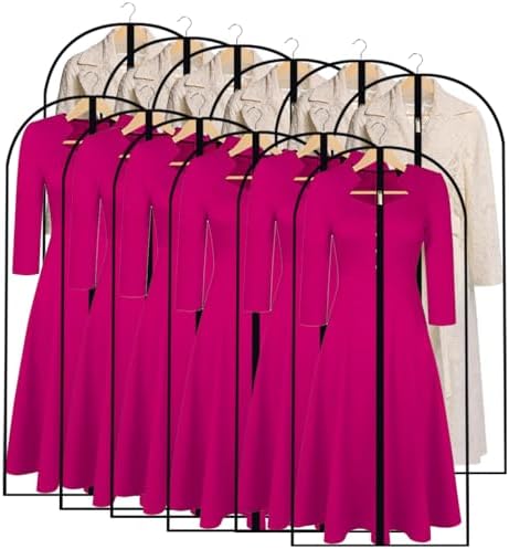 Garment Bags for Hanging Clothes 24'' x 55'' (Set of 12) Coat Covers for Closet Foldable Washable Dress Bags for Hanging Clothes for Long Dress Dance Costumes Suits Gowns Coats