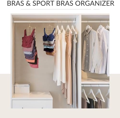 ZEDODIER 4 Pack Tank Top Hanger, Bra Organizer for Closet, Space Saving | 64 Hooks Total, Sturdy Metal, 360° Rotating, Foldable Design, Hanging Closet Organizers and Storage for Apartments and Dorms