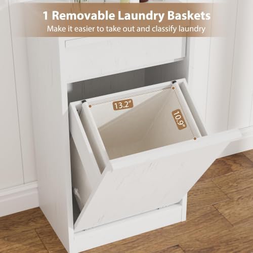 Garvee Single Tilt Out Laundry Hamper Cabinet, 10 Gallon Trash Can Cabinet