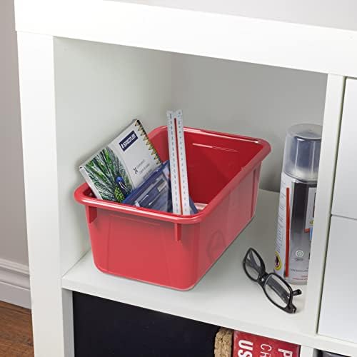 Storex Small Cubby Bins, Pack of 5, 12.2 x 7.8 x 5.1 Inches, Red (62415U05C)