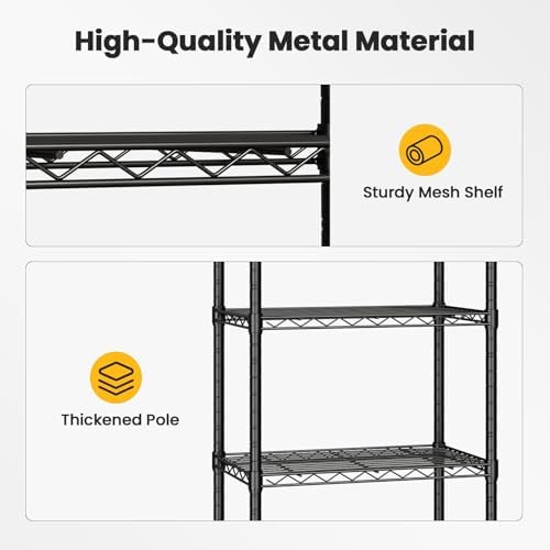 DUMOS 5-Tier Metal Storage Shelves, Wire Shelving, 23.2" W