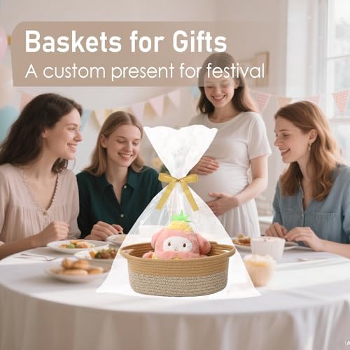 JMvicyroam Small Woven Basket, Empty Gift Basket, Jute&Brown/1 Pack