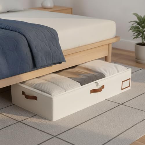 Under Bed Storage Bag, Foldable Non-Woven Fabric Container for Seasonal Clothes and Bedding, Low Profile Design Fits Tight Spaces (1 PC)