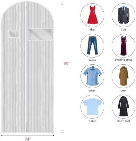 Univivi Long Garment Bags Dress Bags for Gowns, 60 Inch, 10 Pack, White
