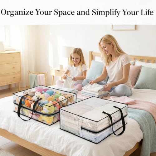 95L Underbed Storage Bag, Clear Blanket and Comforter Organizer with Handles, 1 Pack