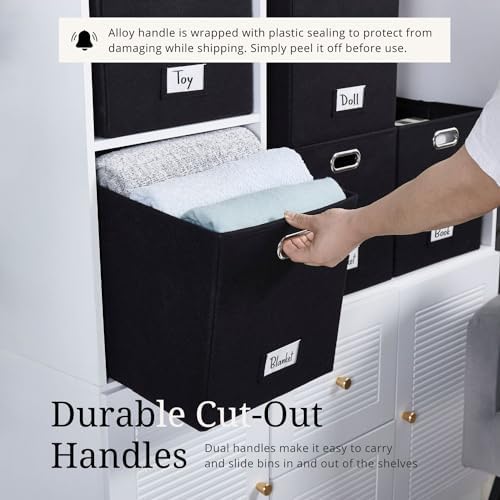 DECOMOMO Felt Storage Bins, 11 inch Cube Storage Bin with Labels