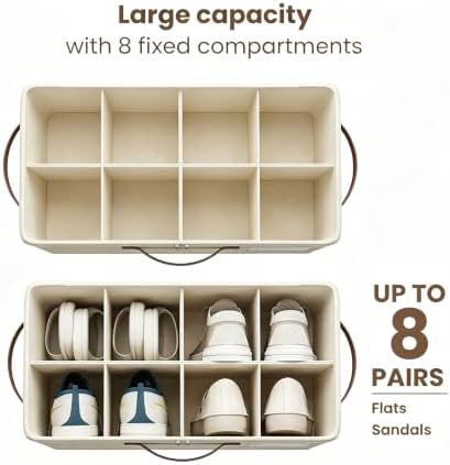 Varhomax Shoe Organizer Box for Closet, Small Foldable Shoe Storage Basket