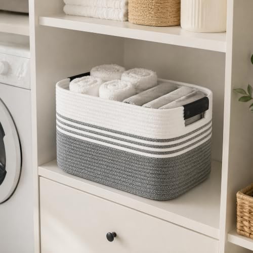22.8GAL Xl Extra Large Laundry Basket for Bathroom, Dorm Dirty Clothes, Sturdy Portable Aesthetic Boho Cute Woven Storage Shoes Blanket Baskets for Living Room Decor Girls Boys Pets Toys Mix Black