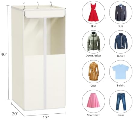 Univivi Garment Bags for Hanging Clothes, Cloth Bag 40 In, 2 PCS, Beige
