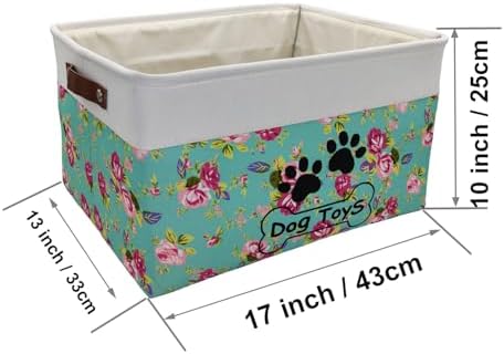 Large Dog Toy Basket Foldable Dog Toy Box Dog Toy Bin for Pet Chew Toys Accessory