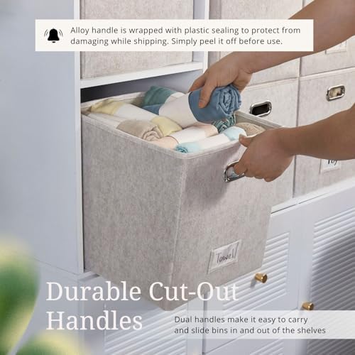DECOMOMO Felt Storage Bins, 13 inch Cube Storage Bin with Labels