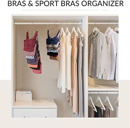 ZEDODIER Tank Top Hanger, Bra Organizer for Closet, Space Saving | 16 Hooks Total, Sturdy Metal, 360° Rotating, Foldable Design, Hanging Closet Organizers and Storage for Apartments and Dorms