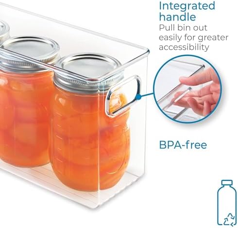 iDesign Slim Clear Plastic Storage Bin, Tall Narrow | Organizer, For Kitchen, Fridge, Freezer, or Pantry