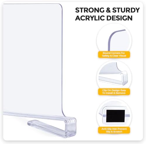 Clear Acrylic Shelf Dividers for Closets Organizer & Storage,12 Pack